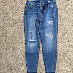 Maurices Classic Blue Ripped Skinny Jeans XS short